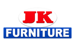 Logo of JK Furniture with red and blue colors on a white background