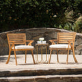 2 piece outdoor acacia wood dining chair set with cushions