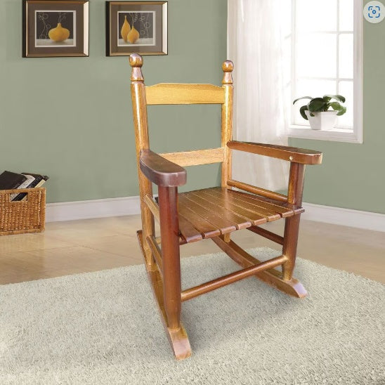 Children’s solid oak rocking chair for indoor and outdoor use