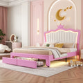 Full size princess bed frame with LED lights and crown headboard