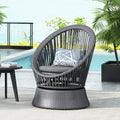 Modern gray wicker lounge chair with PE rattan and iron frame